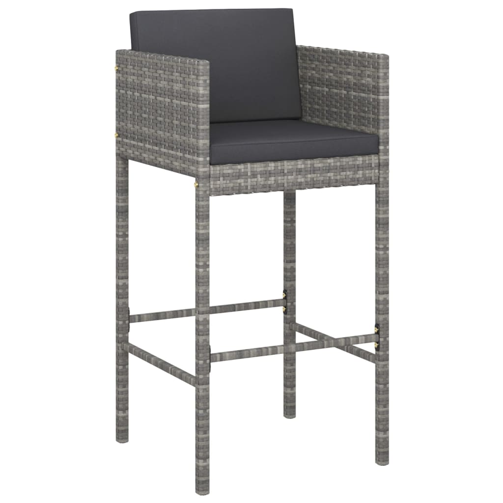 Set Bar da Giardino 5 pz con Cuscini in Polyrattan Grigio | homemem39