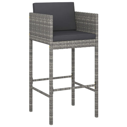 Set Bar da Giardino 5 pz con Cuscini in Polyrattan Grigio | homemem39