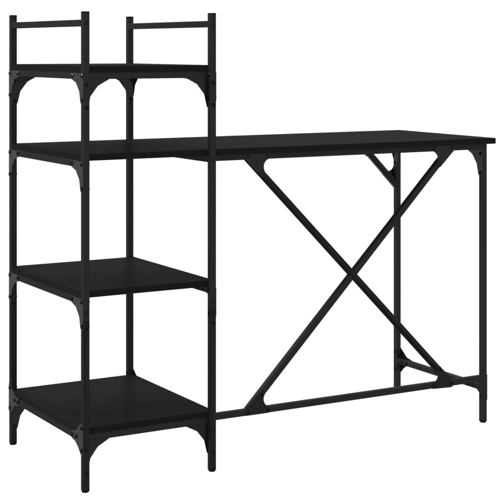 Scrivania per Computer con Scaffali Nera 120x47x109 cm