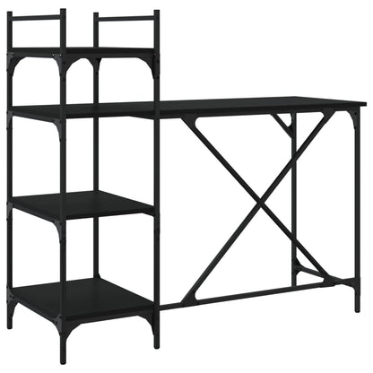 Scrivania per Computer con Scaffali Nera 120x47x109 cm