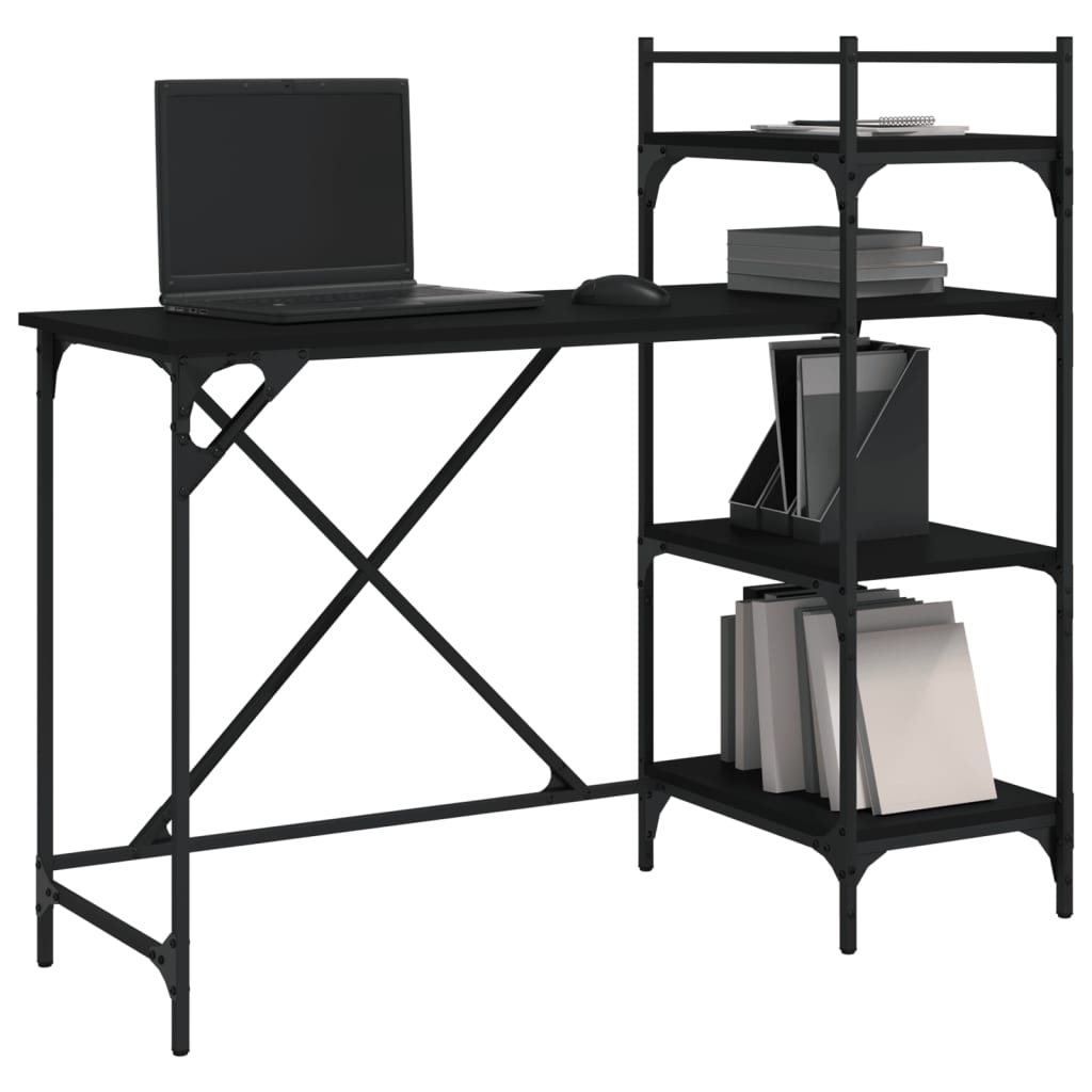 Scrivania per Computer con Scaffali Nera 120x47x109 cm