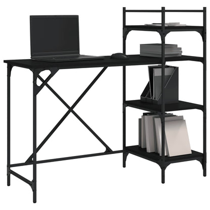 Scrivania per Computer con Scaffali Nera 120x47x109 cm