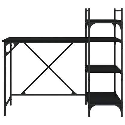 Scrivania per Computer con Scaffali Nera 120x47x109 cm