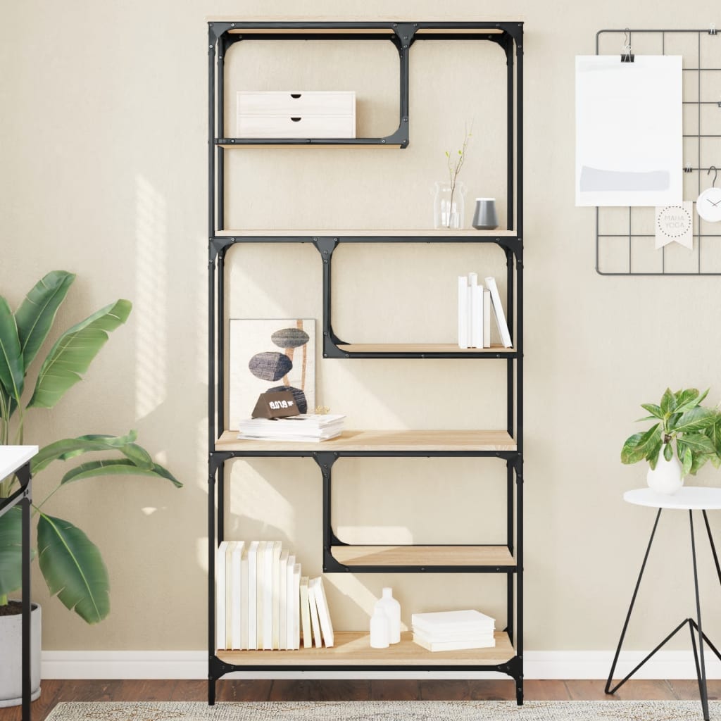 Libreria Rovere Sonoma 81x36x176 cm in Legno Multistrato | homemem39