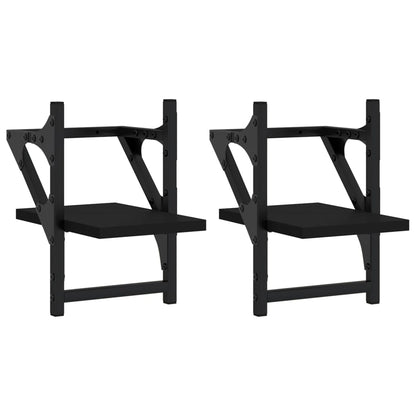 Mensole da Parete con Aste 2 pz Nere 20x25x30 cm | homemem39