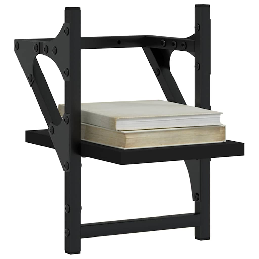 Mensole da Parete con Aste 2 pz Nere 20x25x30 cm | homemem39