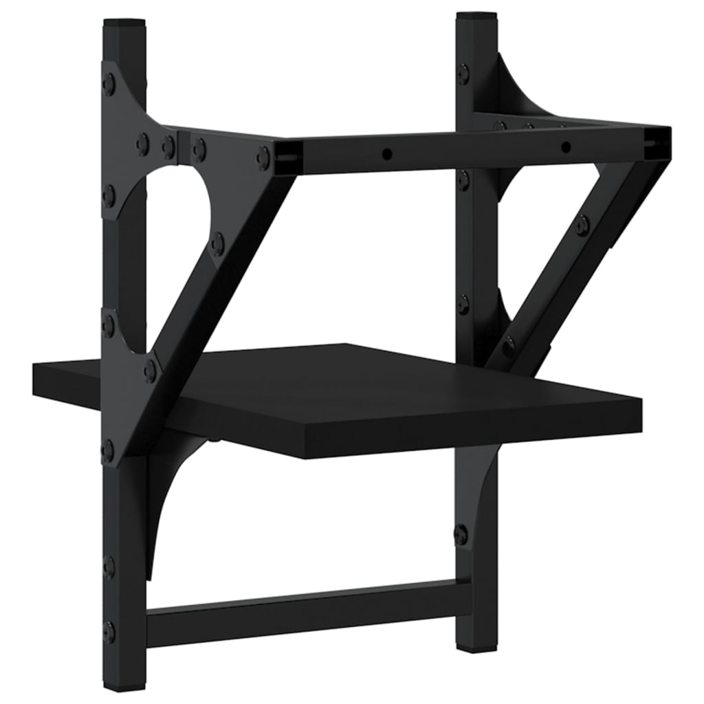 Mensole da Parete con Aste 2 pz Nere 20x25x30 cm | homemem39