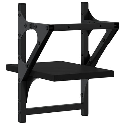 Mensole da Parete con Aste 2 pz Nere 20x25x30 cm | homemem39