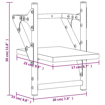 Mensole da Parete con Aste 2 pz Nere 20x25x30 cm