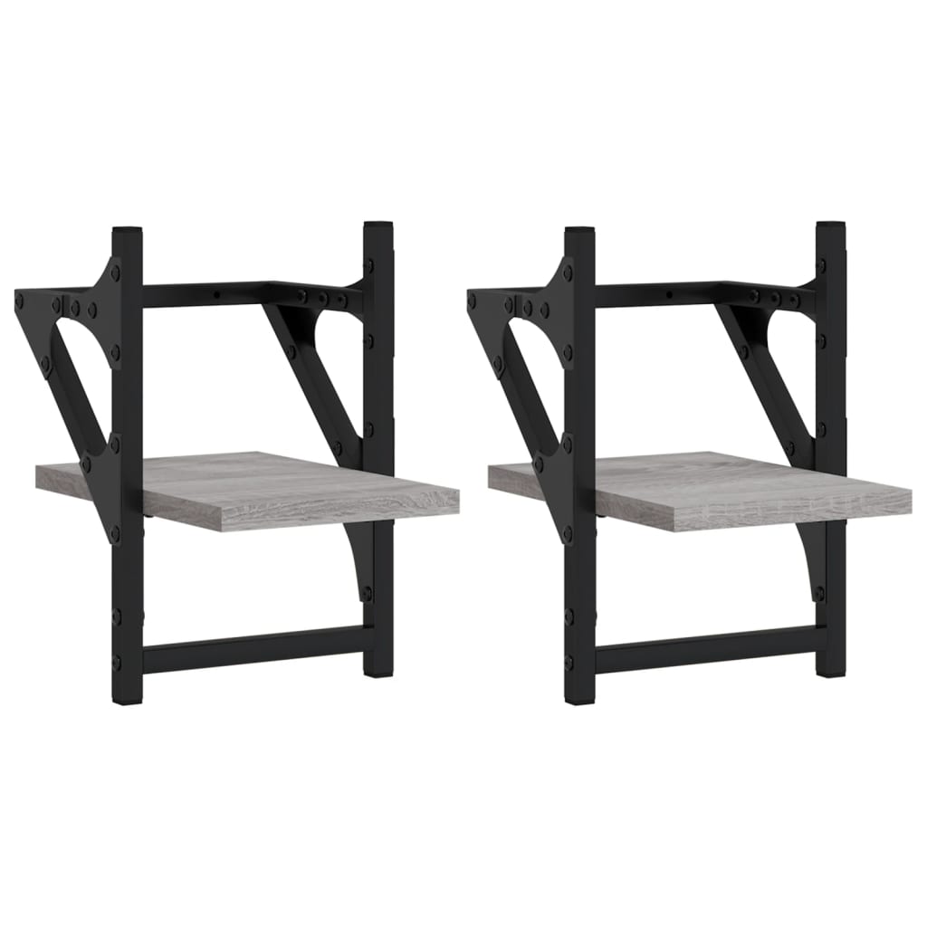 Mensole a Parete con Aste 2pz Grigio Sonoma 20x25x30 cm | homemem39