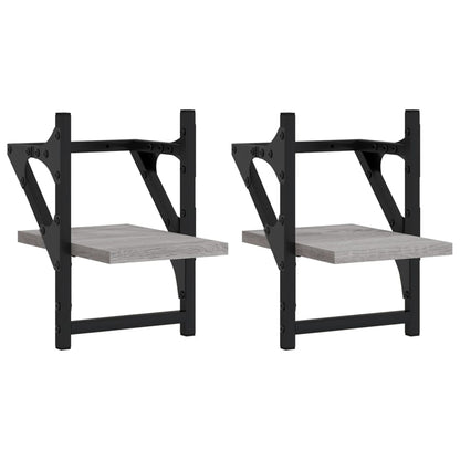 Mensole a Parete con Aste 2pz Grigio Sonoma 20x25x30 cm | homemem39