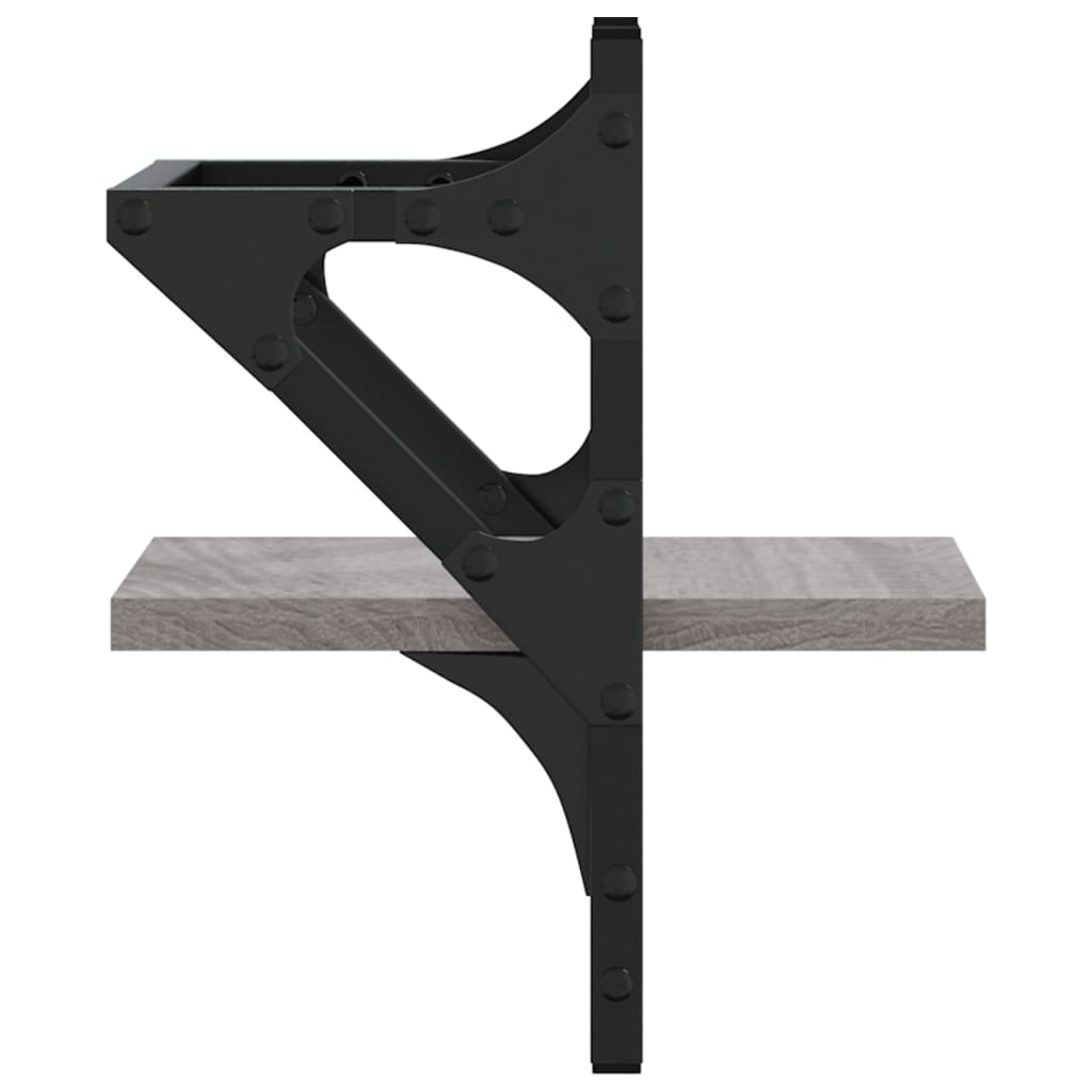 Mensole a Parete con Aste 2pz Grigio Sonoma 20x25x30 cm | homemem39