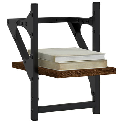 Mensole a Parete con Aste 2pz Rovere Marrone 20x25x30 cm | homemem39