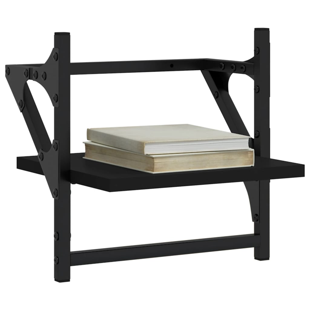 Mensole da Parete con Aste 2 pz Nere 30x25x30 cm | homemem39