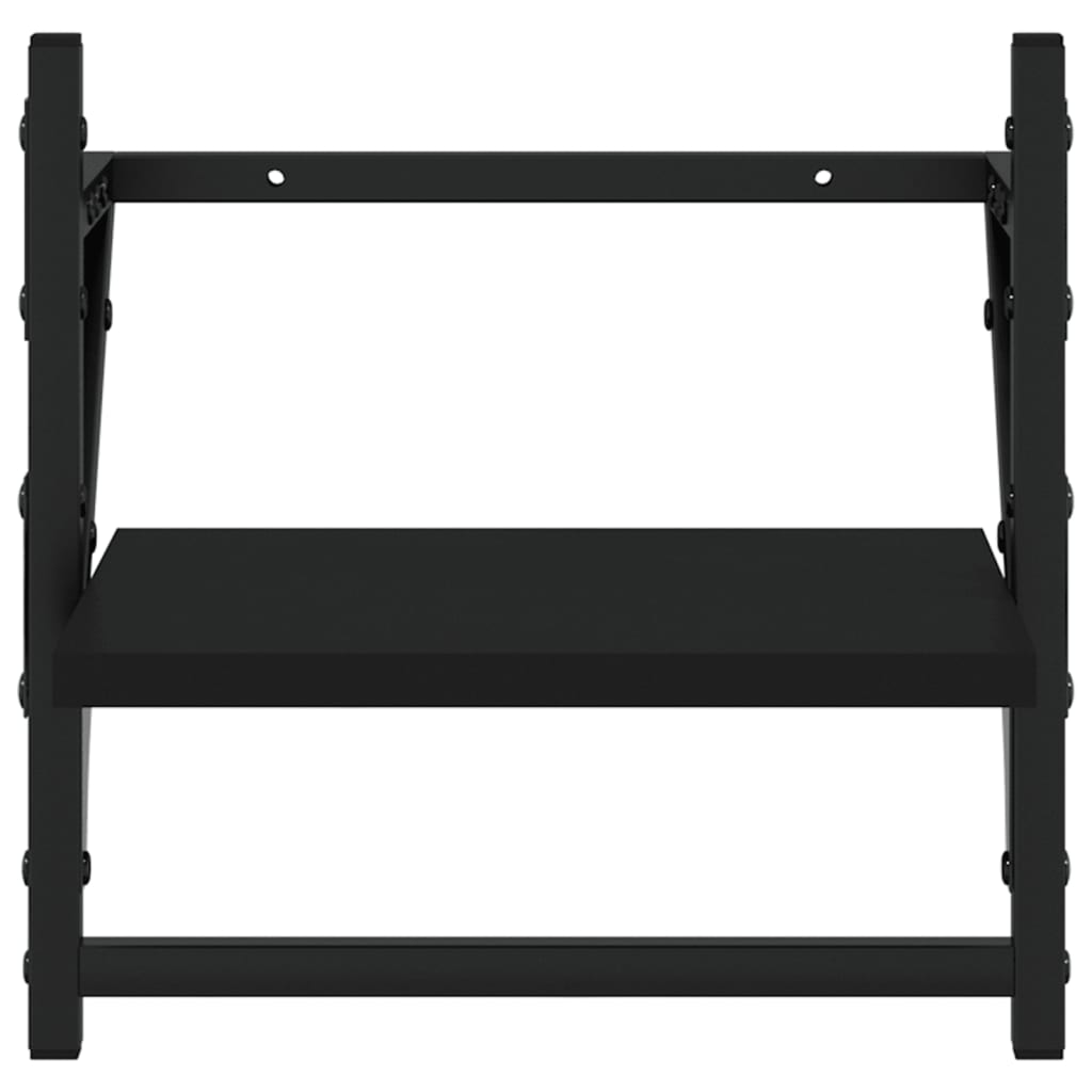 Mensole da Parete con Aste 2 pz Nere 30x25x30 cm | homemem39
