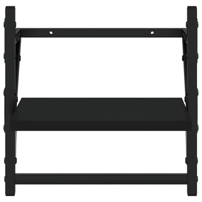 Mensole da Parete con Aste 2 pz Nere 30x25x30 cm | homemem39