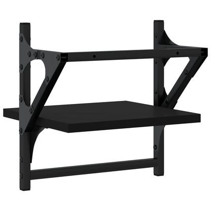 Mensole da Parete con Aste 2 pz Nere 30x25x30 cm | homemem39