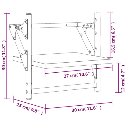 Mensole da Parete con Aste 2 pz Nere 30x25x30 cm | homemem39