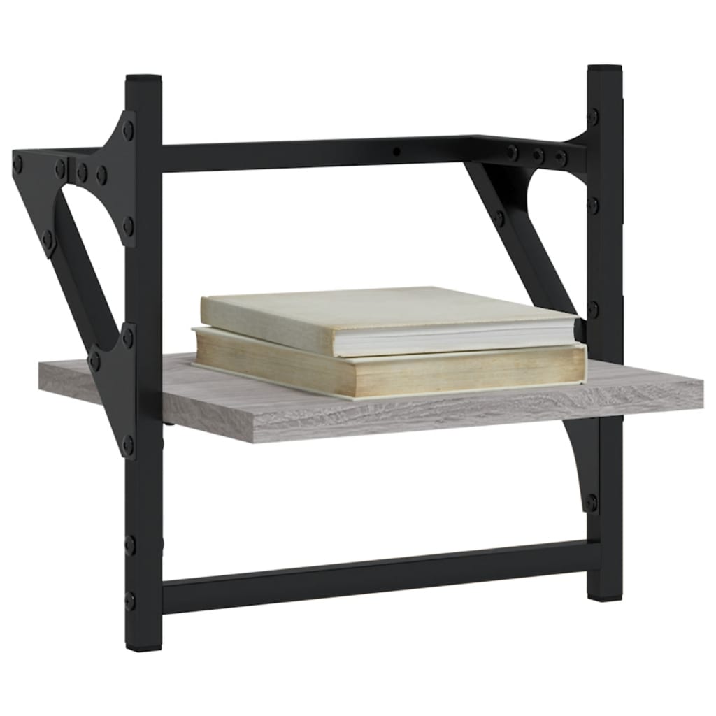 Mensole a Parete con Aste 2pz Grigio Sonoma 30x25x30 cm | homemem39