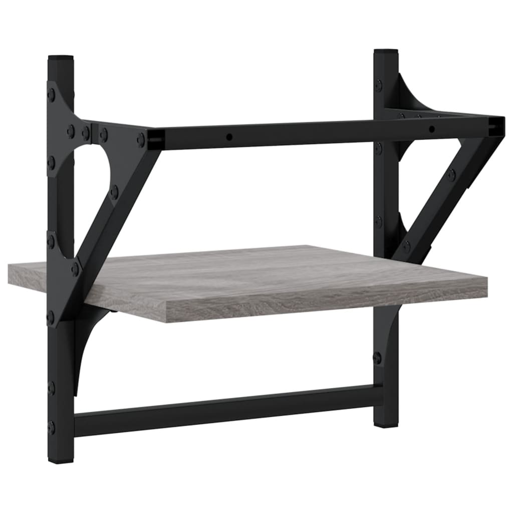 Mensole a Parete con Aste 2pz Grigio Sonoma 30x25x30 cm | homemem39