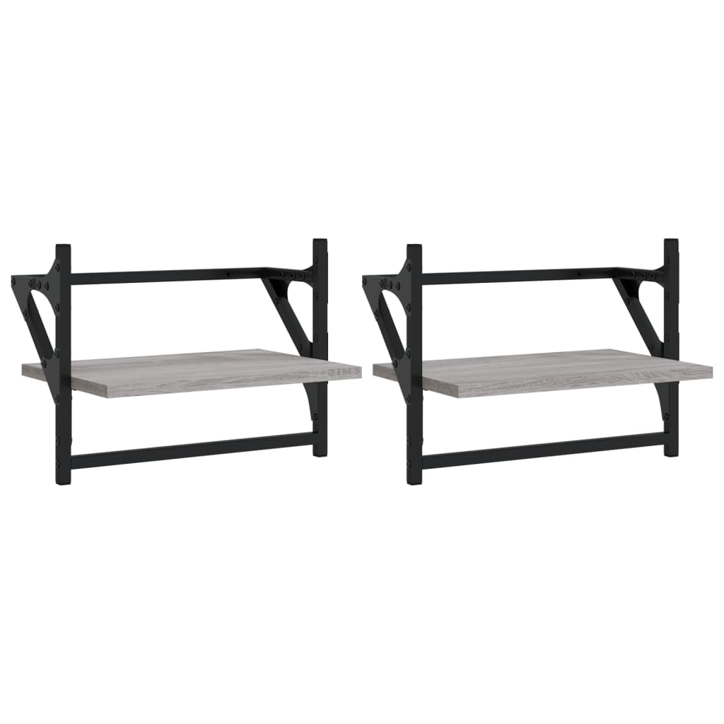 Mensole a Parete con Aste 2pz Grigio Sonoma 40x25x30 cm | homemem39