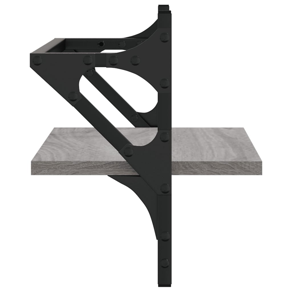 Mensole a Parete con Aste 2pz Grigio Sonoma 40x25x30 cm | homemem39