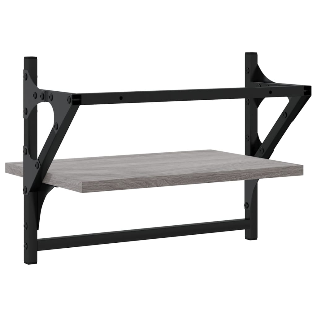 Mensole a Parete con Aste 2pz Grigio Sonoma 40x25x30 cm | homemem39