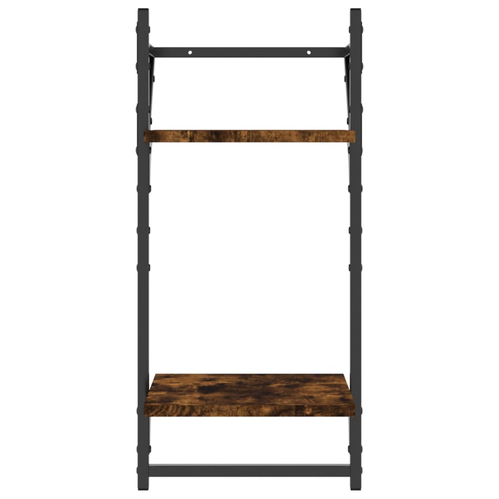 Mensole a Parete con Aste 2pz Rovere Fumo 30x25x65 cm | homemem39