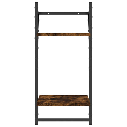Mensole a Parete con Aste 2pz Rovere Fumo 30x25x65 cm | homemem39