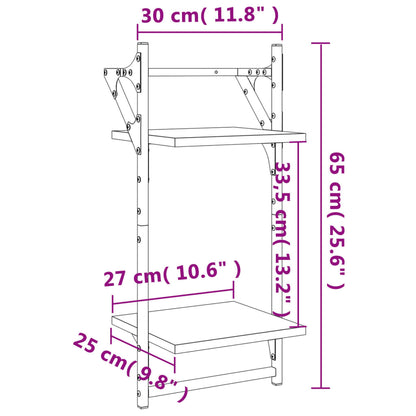 Mensole a Parete con Aste 2pz Rovere Fumo 30x25x65 cm | homemem39