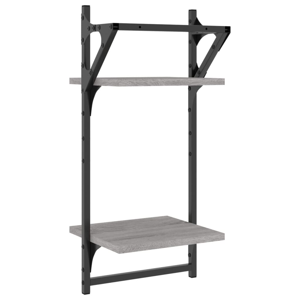 Mensole a Parete con Aste 2pz Grigio Sonoma 30x25x65 cm | homemem39