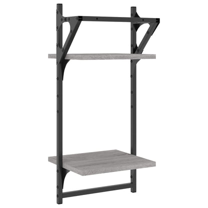 Mensole a Parete con Aste 2pz Grigio Sonoma 30x25x65 cm | homemem39