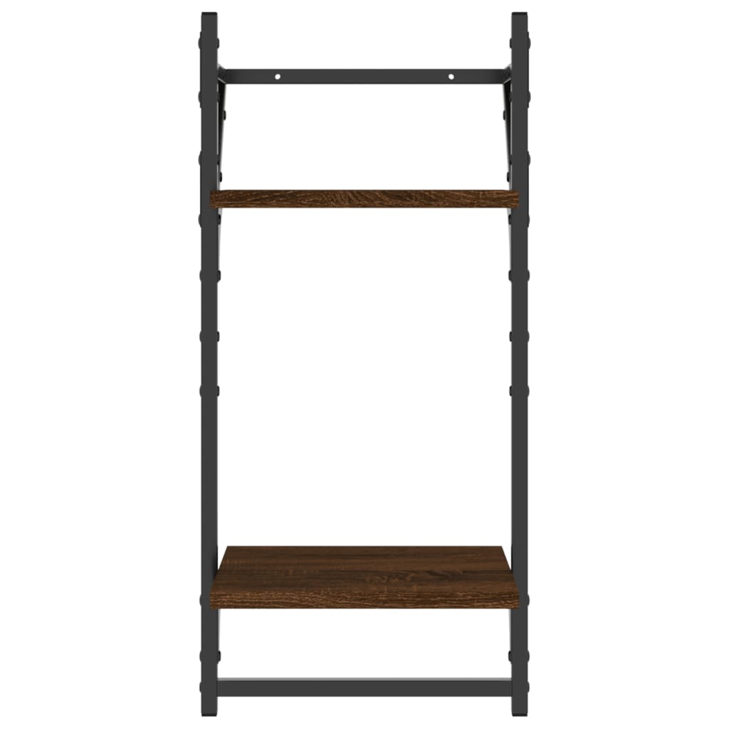 Mensole a Muro con Aste 2 Livelli 2pz Rovere Marrone 30x25x65cm | homemem39