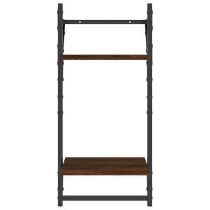 Mensole a Muro con Aste 2 Livelli 2pz Rovere Marrone 30x25x65cm | homemem39