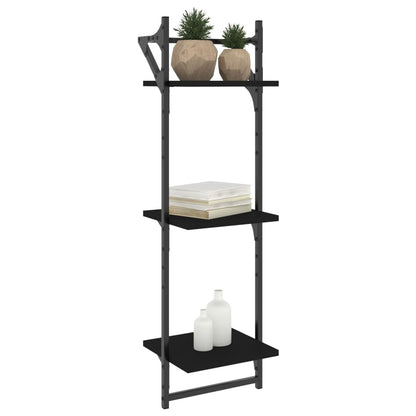 Mensole a Muro con Aste 3 Livelli 2pz Nere 30x25x100 cm | homemem39