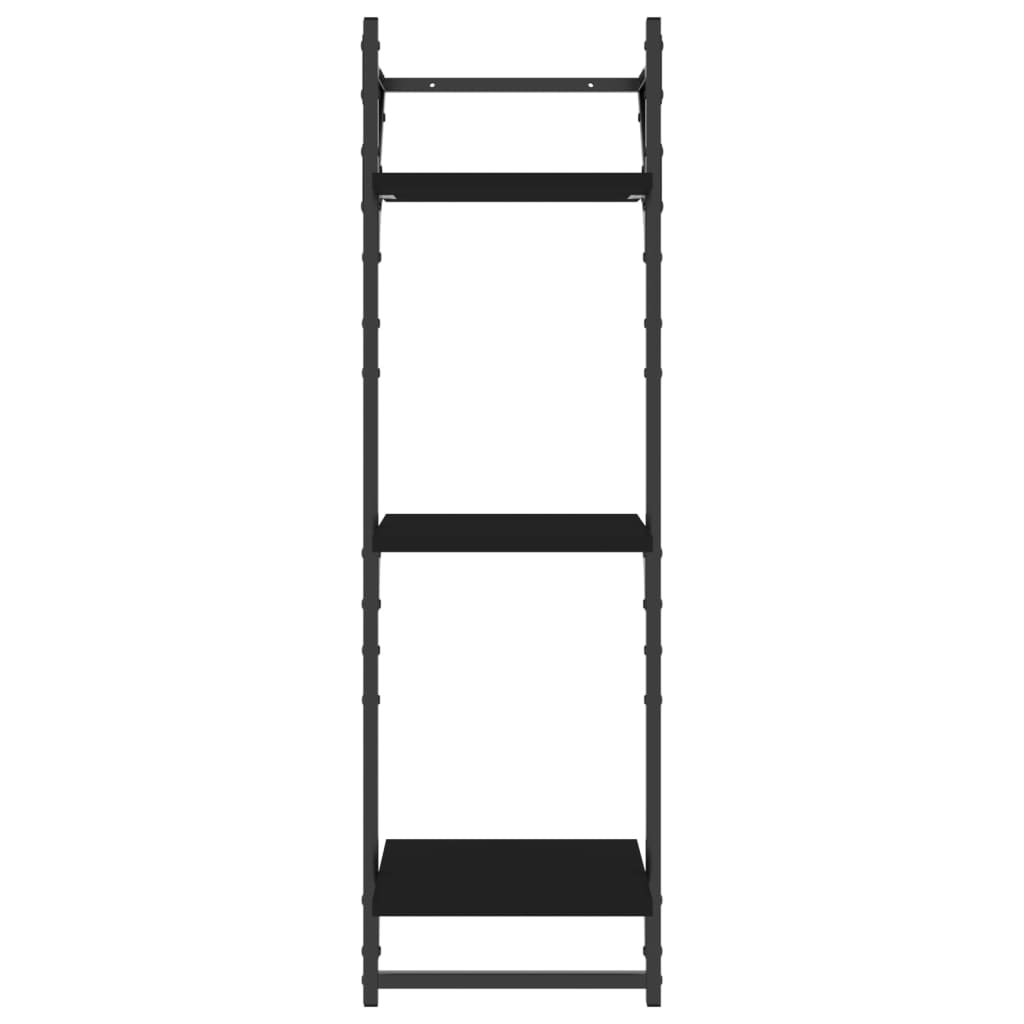 Mensole a Muro con Aste 3 Livelli 2pz Nere 30x25x100 cm | homemem39