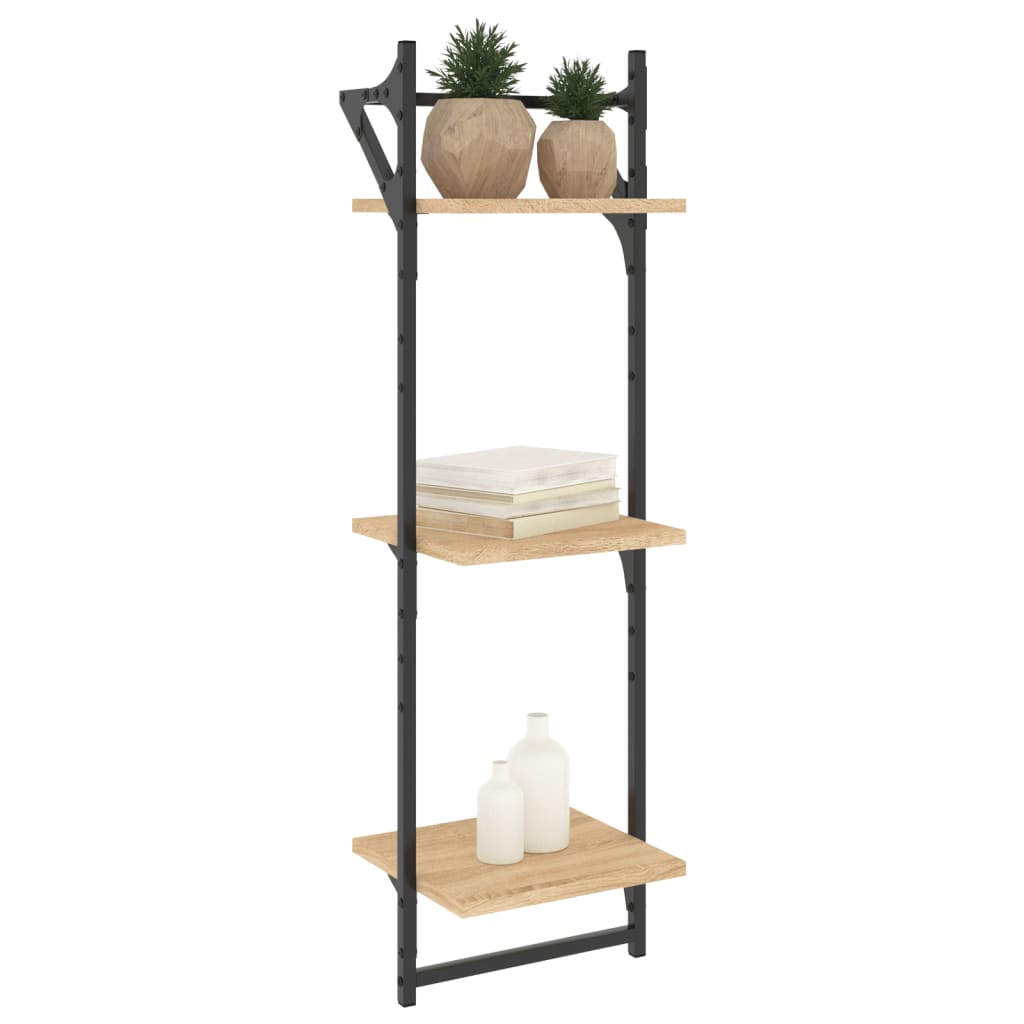 Mensole a Muro con Aste 3 Livelli 2pz Rovere Sonoma 30x25x100cm | homemem39