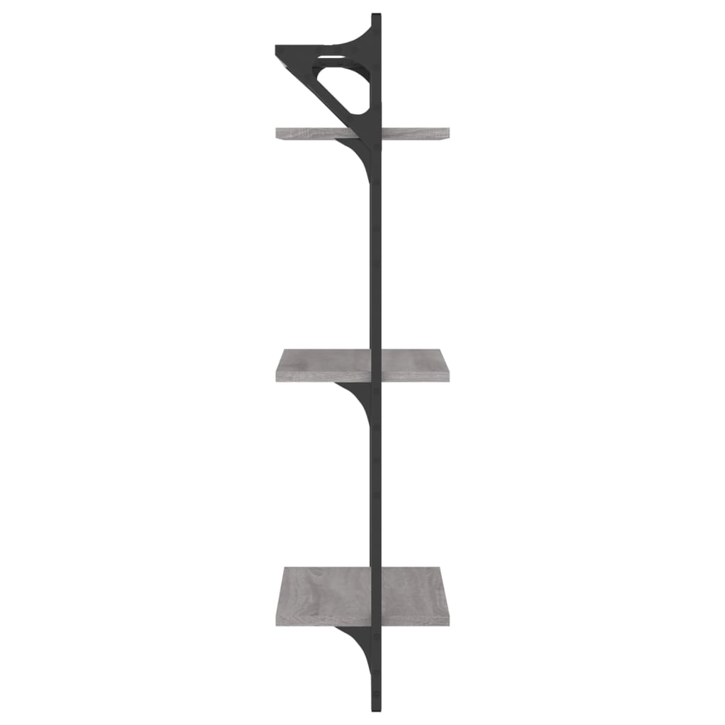 Mensole a Parete con Aste 2pz Grigio Sonoma 30x25x100 cm | homemem39