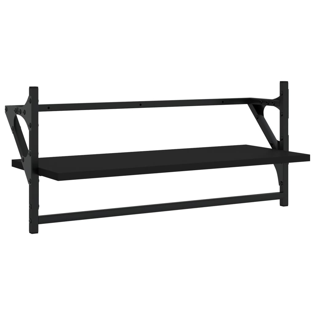 Set Mensole da Parete con Aste 4pz Nero in Legno Multistrato | homemem39