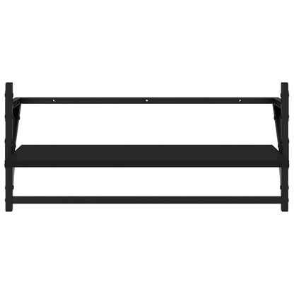 Set Mensole da Parete con Aste 4pz Nero in Legno Multistrato | homemem39