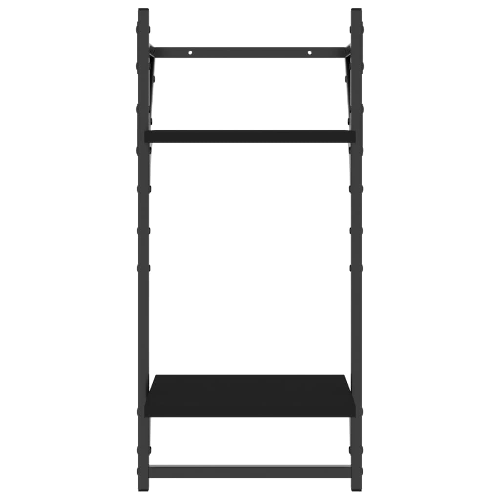 Set Mensole da Parete con Aste 4pz Nero in Legno Multistrato | homemem39