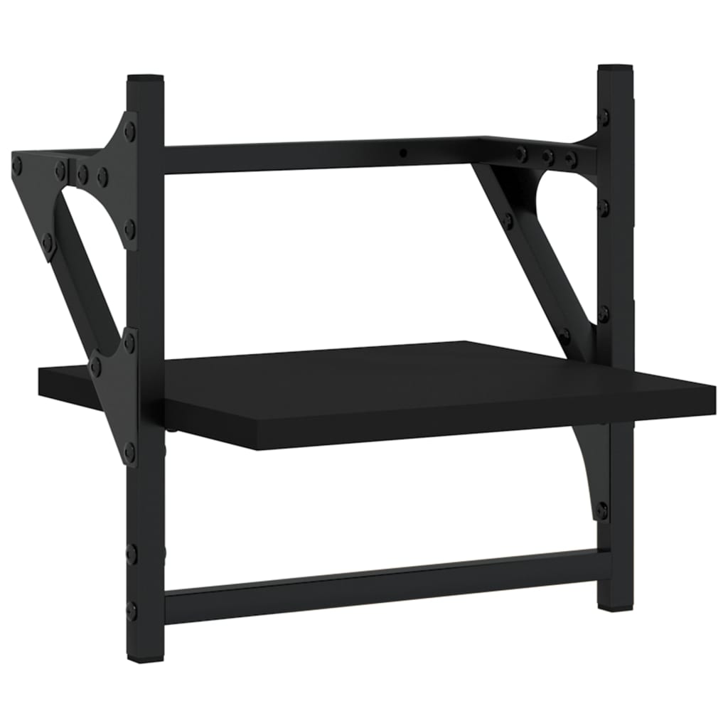 Set Mensole da Parete con Aste 4pz Nero in Legno Multistrato