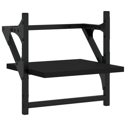 Set Mensole da Parete con Aste 4pz Nero in Legno Multistrato