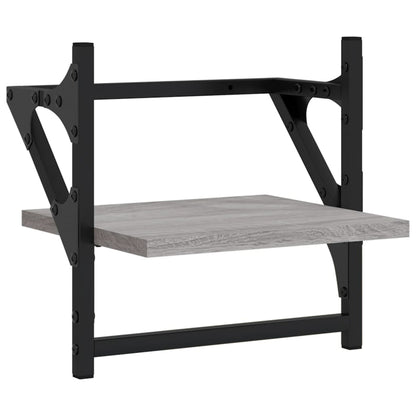 Set Mensole Parete con Aste 4pz Grigio Sonoma Legno Multistrato