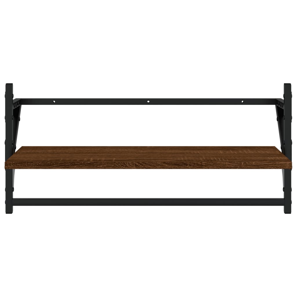 Set Mensole Parete con Aste 4pz Rovere Marrone in Multistrato | homemem39