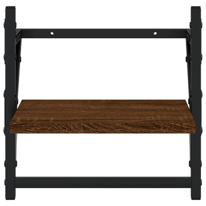 Set Mensole Parete con Aste 4pz Rovere Marrone in Multistrato | homemem39