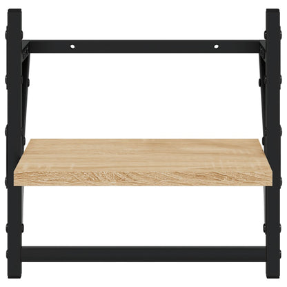 Set Mensole Parete con Aste 6pz Rovere Sonoma Legno Multistrato