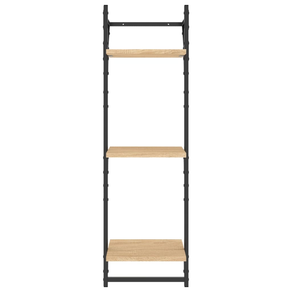 Set Mensole Parete con Aste 6pz Rovere Sonoma Legno Multistrato