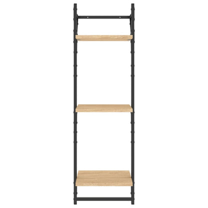 Set Mensole Parete con Aste 6pz Rovere Sonoma Legno Multistrato