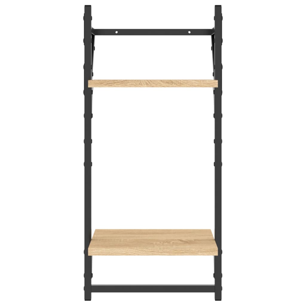 Set Mensole Parete con Aste 6pz Rovere Sonoma Legno Multistrato